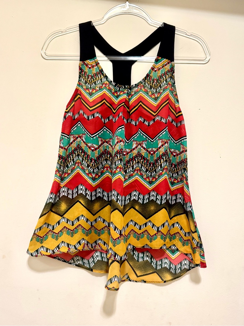 UK2LA Multi-Color Chevron Racerback Tank Top with Black Straps